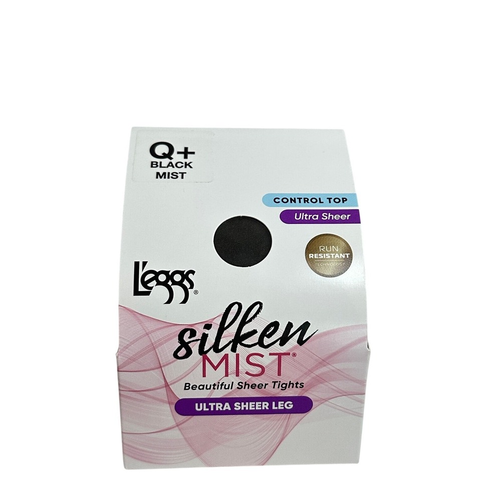 L'eggs Silken Mist Ultra Sheer Tights Control Top Black Mist Size Q+ LSM200 NEW